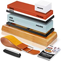 MOJINO Kit de Piedra de Afilar Cuchillos Afilador de Cuchillo Profesional 400-1000 3000-8000 Piedra Afiladora con Base…